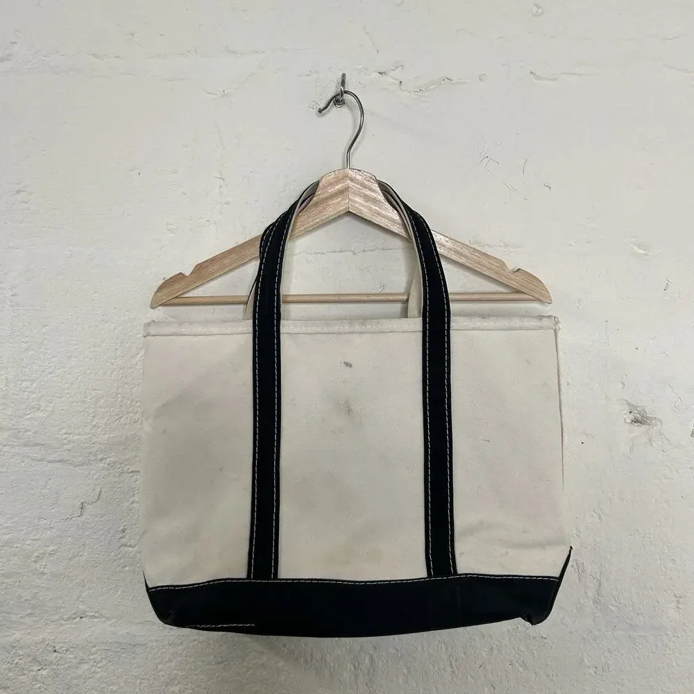 Vintage L.L. Bean Canvas Boat & Tote Bag Small “Black White
